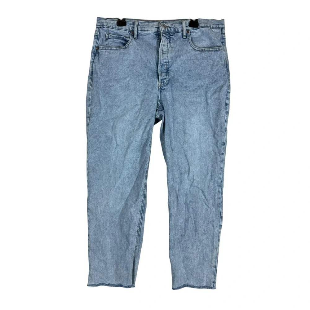Old Navy Sky-Hi Straight Jeans Womens 16 Blue Light Wash High Rise Stretch Denim